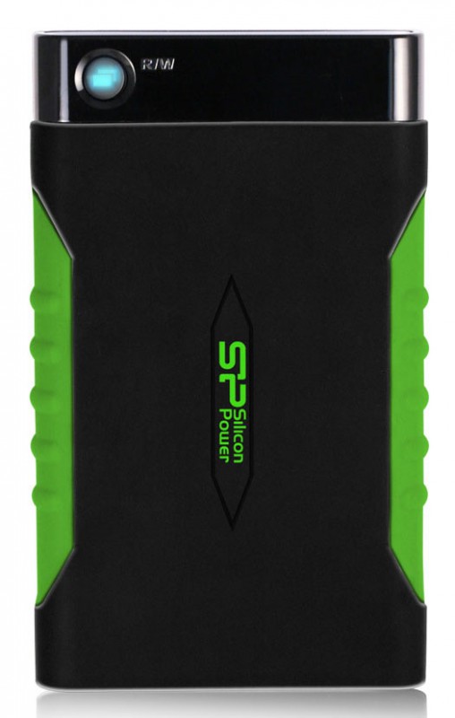 Накопитель HDD USB 1Tb Silicon Power Armor A15 (USB 3.2, 2,5") черный/зеленый SP010TBPHDA15S3K