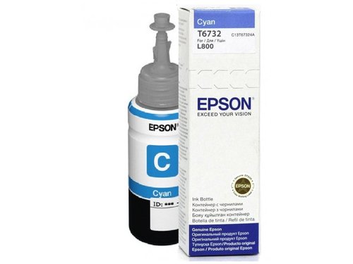 Контейнер с чернилами (с клапаном) Epson L800/L100 T6732/T6642 (C13T67324A/C13T66424A) Cyan (70мл)