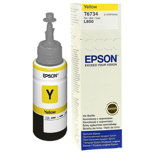 Контейнер с чернилами (с клапаном) EPSON L800/L100 Т6734/Т6644 (C13T67344A/С13Т66444А) Yellow 70мл