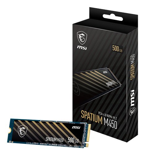 Накопитель SSD M.2 500Gb MSI SPATIUM M450 V1 (PCI-E 4.0 x4, 3000-2000 Мбайт/сек, 3D TLC, TBW150)