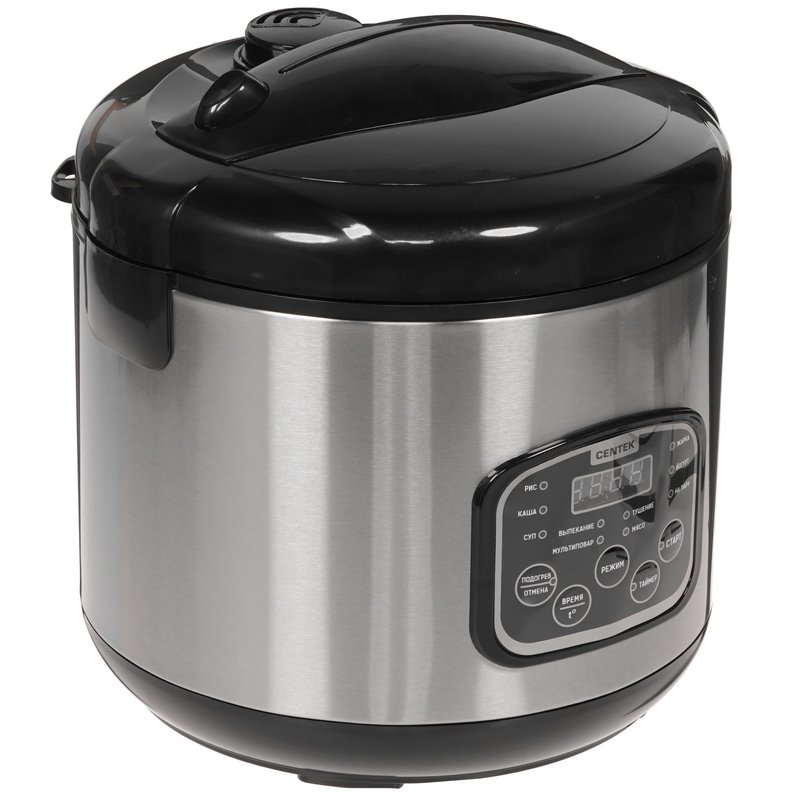 Мультиварка Centek CT-1490 (чёрный/сталь)  860Вт, 5.0л, LED, 10 программ