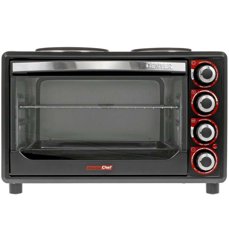 Жарочный шкаф Centek CT-1530-36 PLATE (черн)  <36л> 1600Вт, ПЛИТА НА 2 КОНФОРКИ, 4 режима
