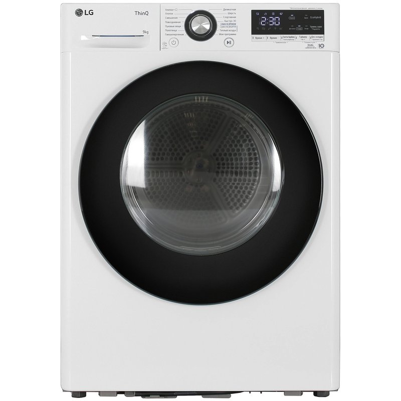 Сушильная машина LG DC90V3V6W белый, 9 кг, сушка - тепловой насос, программ - 14, 60 x 85 x 66 см