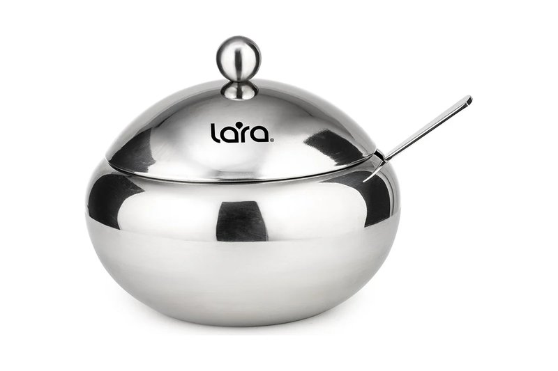Сахарница с ложкой LR08-35 SS LARA 460мл, сталь, крышка из полированной стали