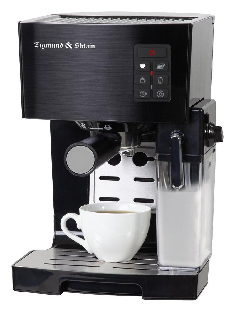 Кофеварка рожковая Zigmund & Shtain ZCM-889 черный, исп. кофе - молотый, 1.4 л, 1500 Вт. 20 бар