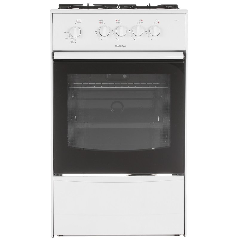 Газовая напольная плита Darina A 3001 W белый реш.сталь, 85x50x56см, 4 конфороки, духовка 50л