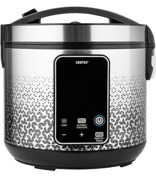 Мультиварка Centek CT-1499 (чёрный/сталь)  900Вт, 5.0л, 25 программ, мультиповар, антиприг. покрытие